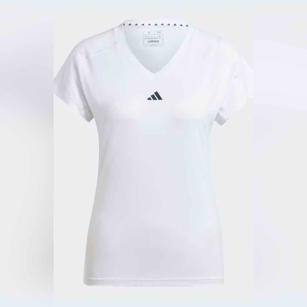 Adidas Aeroready Train Essentials Minimal Branding Vneck Tee, White, Size XL